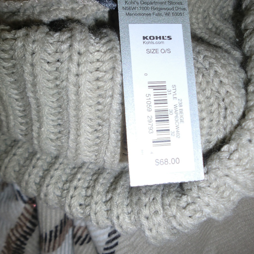 NWT Tan Black White Tartan Plaid Cowl Cape Poncho Cardigan Fringe OS - Picture 4 of 4
